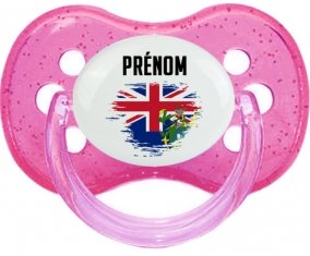 Drapeau effet pinceau Îles Pitcairn avec prénom Sucette Cerise Rose à paillette
