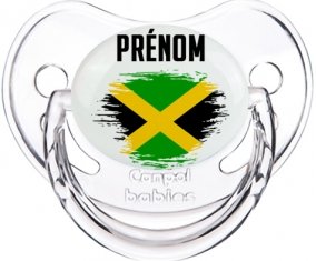 Drapeau effet pinceau Jamaïque avec prénom Sucette Physiologique Transparent classique