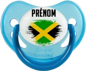 Drapeau effet pinceau Jamaïque avec prénom Sucette Physiologique Bleue phosphorescente