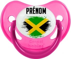 Drapeau effet pinceau Jamaïque avec prénom Sucette Physiologique Rose phosphorescente