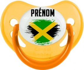 Drapeau effet pinceau Jamaïque avec prénom Sucette Physiologique Jaune phosphorescente