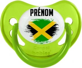 Drapeau effet pinceau Jamaïque avec prénom Sucette Physiologique Vert phosphorescente