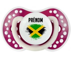Drapeau effet pinceau Jamaïque avec prénom Sucette LOVI Dynamic Fuchsia phosphorescente