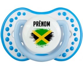 Drapeau effet pinceau Jamaïque avec prénom Sucette LOVI Dynamic Blanc-bleu phosphorescente