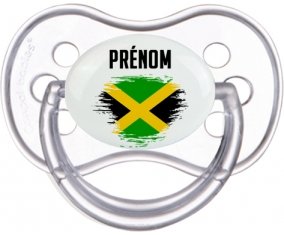 Drapeau effet pinceau Jamaïque avec prénom Sucette Anatomique Transparente classique