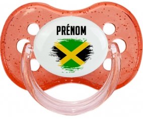 Drapeau effet pinceau Jamaïque avec prénom Tétine Cerise Rouge à paillette
