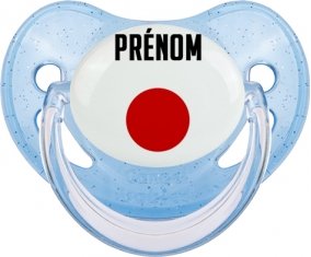 Drapeau effet pinceau Japon avec prénom Tétine Physiologique Bleue à paillette