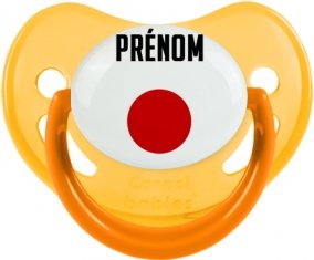 Drapeau effet pinceau Japon avec prénom Tétine Physiologique Jaune phosphorescente