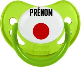 Drapeau effet pinceau Japon avec prénom Tétine Physiologique Vert phosphorescente