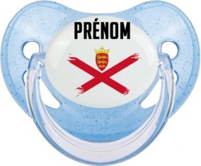 Drapeau effet pinceau Île à Jersey avec prénom Sucete Physiologique Bleue à paillette