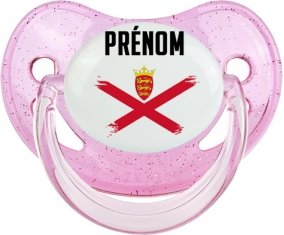 Drapeau effet pinceau Île à Jersey avec prénom Sucete Physiologique Rose à paillette