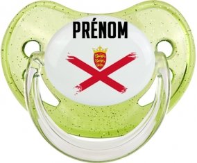 Drapeau effet pinceau Île à Jersey avec prénom Sucete Physiologique Vert à paillette