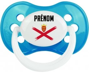 Drapeau effet pinceau Île à Jersey avec prénom Sucette Anatomique Cyan classique