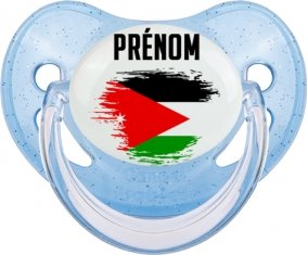 Drapeau effet pinceau Jordan avec prénom Sucette Physiologique Bleue à paillette