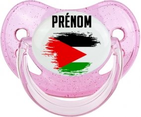 Drapeau effet pinceau Jordan avec prénom Sucette Physiologique Rose à paillette