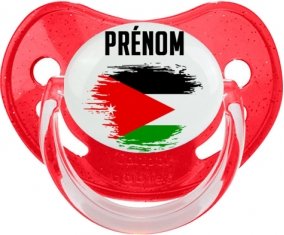 Drapeau effet pinceau Jordan avec prénom Sucette Physiologique Rouge à paillette