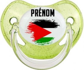 Drapeau effet pinceau Jordan avec prénom Sucette Physiologique Vert à paillette