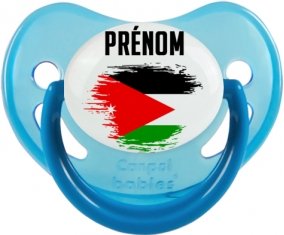 Drapeau effet pinceau Jordan avec prénom Sucette Physiologique Bleue phosphorescente