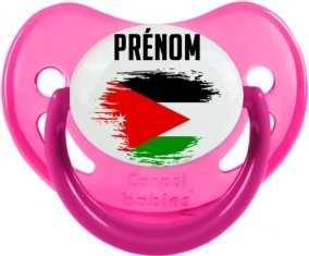 Drapeau effet pinceau Jordan avec prénom Sucette Physiologique Rose phosphorescente
