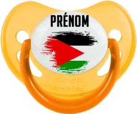 Drapeau effet pinceau Jordan avec prénom Sucette Physiologique Jaune phosphorescente