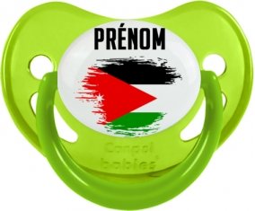 Drapeau effet pinceau Jordan avec prénom Sucette Physiologique Vert phosphorescente