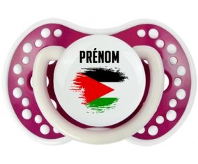 Drapeau effet pinceau Jordan avec prénom Sucette LOVI Dynamic Fuchsia phosphorescente