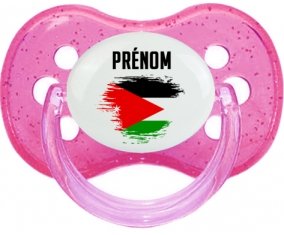 Drapeau effet pinceau Jordan avec prénom Sucette Cerise Rose à paillette