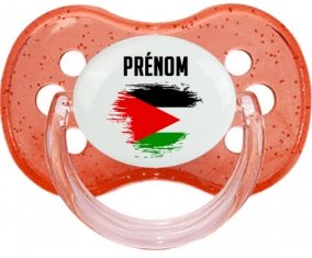 Drapeau effet pinceau Jordan avec prénom Sucette Cerise Rouge à paillette