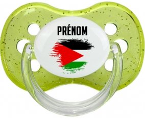 Drapeau effet pinceau Jordan avec prénom Sucette Cerise Vert à paillette