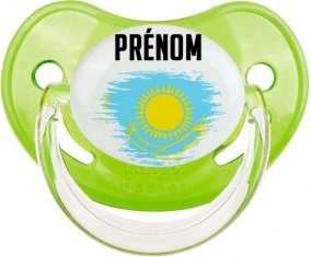 Drapeau effet pinceau Kazakhstan avec prénom Sucette Physiologique Vert classique