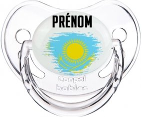 Drapeau effet pinceau Kazakhstan avec prénom Sucette Physiologique Transparent classique