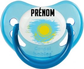 Drapeau effet pinceau Kazakhstan avec prénom Sucette Physiologique Bleue phosphorescente