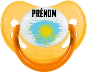 Drapeau effet pinceau Kazakhstan avec prénom Sucette Physiologique Jaune phosphorescente