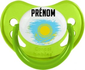 Drapeau effet pinceau Kazakhstan avec prénom Sucette Physiologique Vert phosphorescente