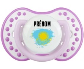 Drapeau effet pinceau Kazakhstan avec prénom Sucette LOVI Dynamic Blanc-mauve classique