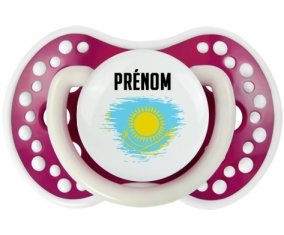 Drapeau effet pinceau Kazakhstan avec prénom Sucette LOVI Dynamic Fuchsia phosphorescente