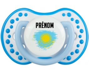 Drapeau effet pinceau Kazakhstan avec prénom Sucette LOVI Dynamic Blanc-bleu phosphorescente