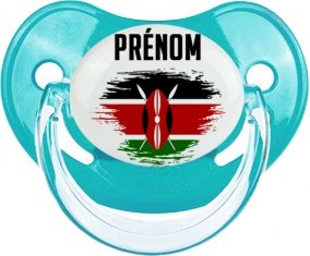 Drapeau effet pinceau Kenya avec prénom Tétine Physiologique Bleue classique