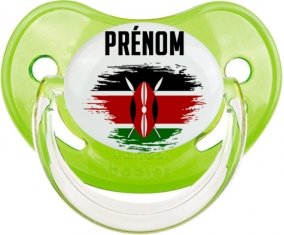 Drapeau effet pinceau Kenya avec prénom Tétine Physiologique Vert classique