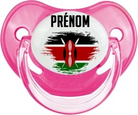 Drapeau effet pinceau Kenya avec prénom Tétine Physiologique Rose classique