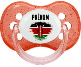 Drapeau effet pinceau Kenya avec prénom Sucete Cerise Rouge à paillette