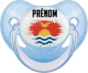Drapeau effet pinceau Kiribati avec prénom Sucete Physiologique Bleue à paillette