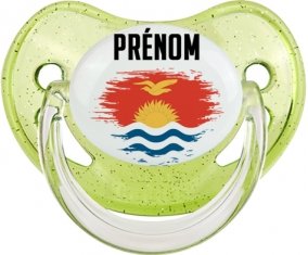 Drapeau effet pinceau Kiribati avec prénom Sucete Physiologique Vert à paillette
