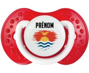 Drapeau effet pinceau Kiribati avec prénom Tétine LOVI Dynamic Blanc-rouge classique