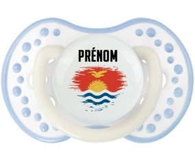 Drapeau effet pinceau Kiribati avec prénom Tétine LOVI Dynamic Blanc-cyan classique