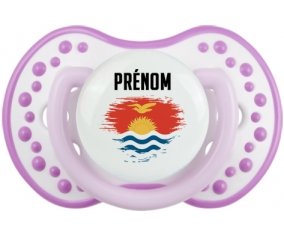 Drapeau effet pinceau Kiribati avec prénom Tétine LOVI Dynamic Blanc-mauve classique