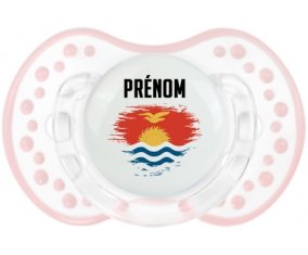 Drapeau effet pinceau Kiribati avec prénom Tétine LOVI Dynamic Retro-blanc-rose-tendre classique