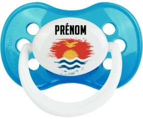 Drapeau effet pinceau Kiribati avec prénom Sucette Anatomique Cyan classique