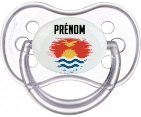 Drapeau effet pinceau Kiribati avec prénom Sucette Anatomique Transparente classique