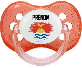 Drapeau effet pinceau Kiribati avec prénom Sucette Cerise Rouge à paillette